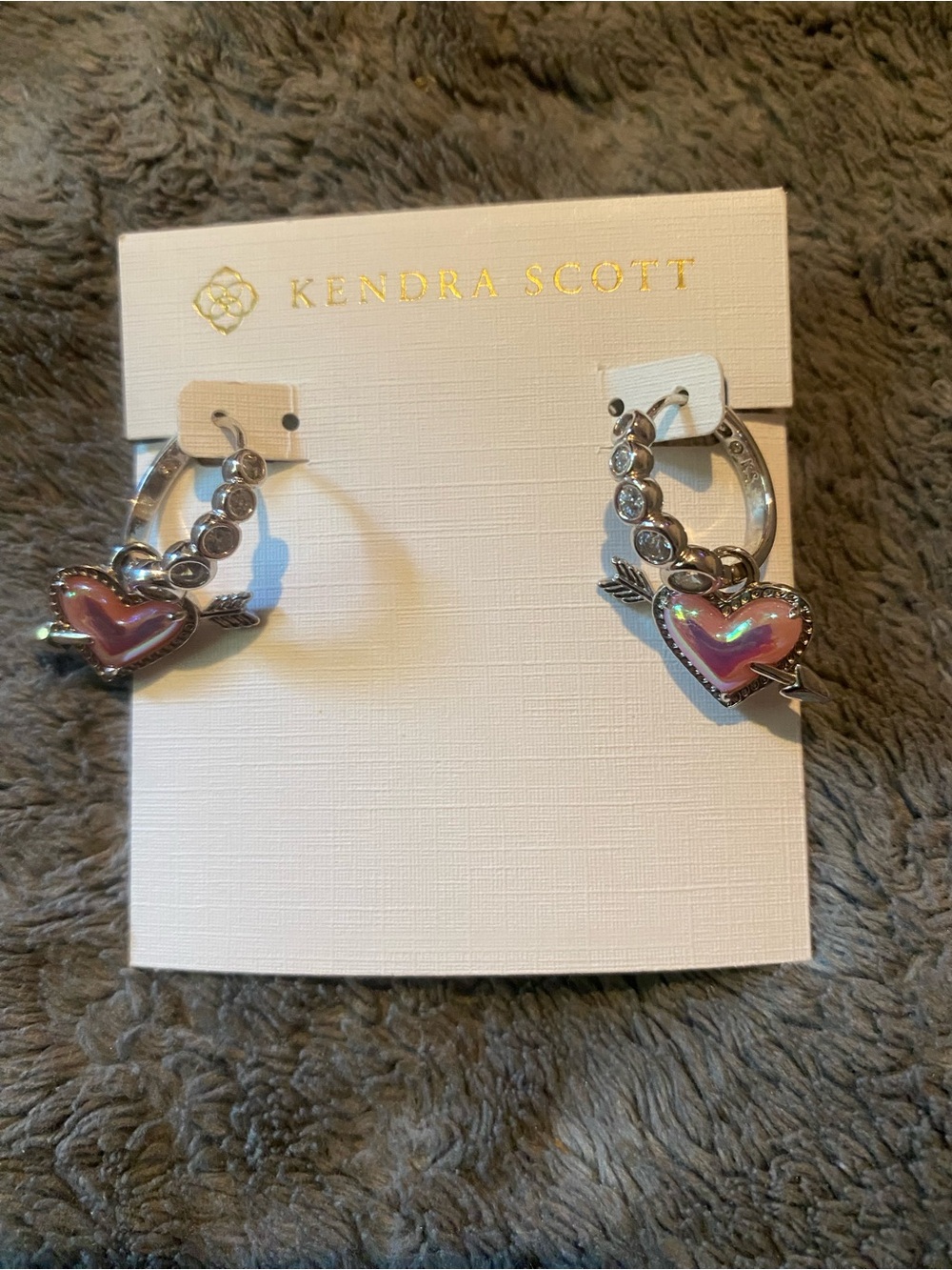 Kendra Scott Iridescent Pink Heart Hoop Earrings
